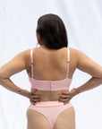 BACK VIEW OF BLUSH PINK BRA SET