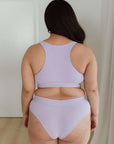 Back view lilac everyday crop bra for comfort