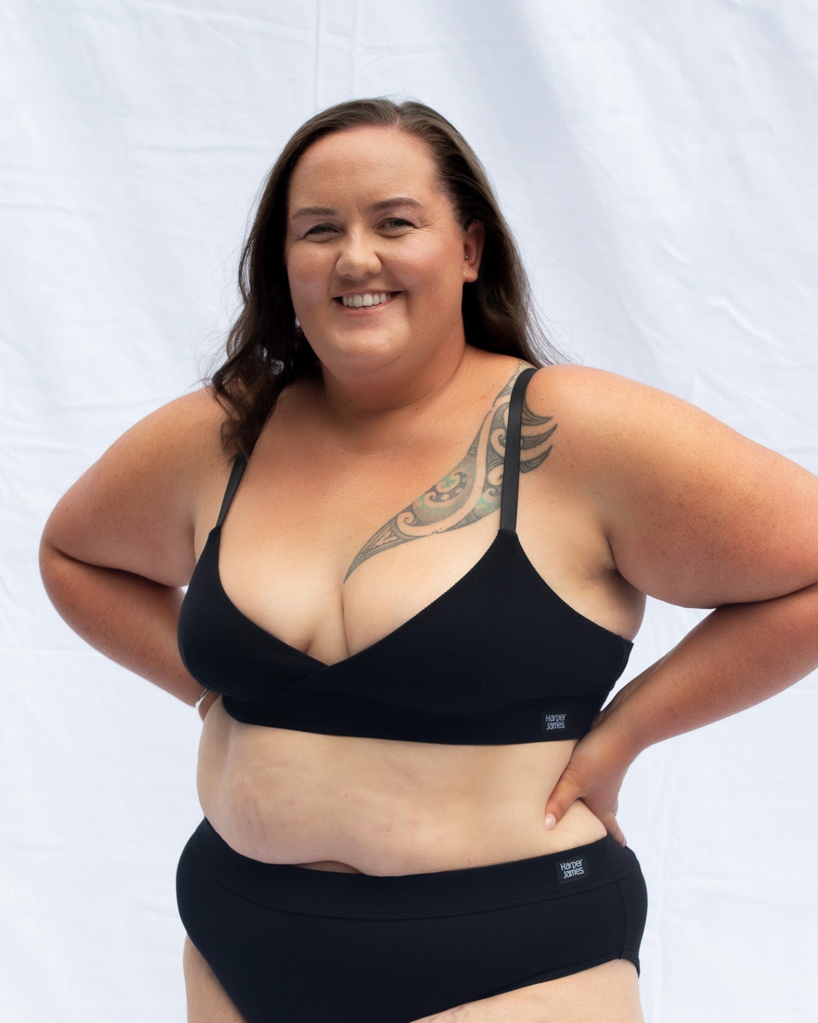 CROSSOVER BRA SET BLACK 3 XL