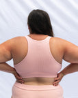 Back view of the Everyday crop bra pink blush and everyday brief in same color