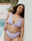 MODEL WEARING BRA SET LILAC