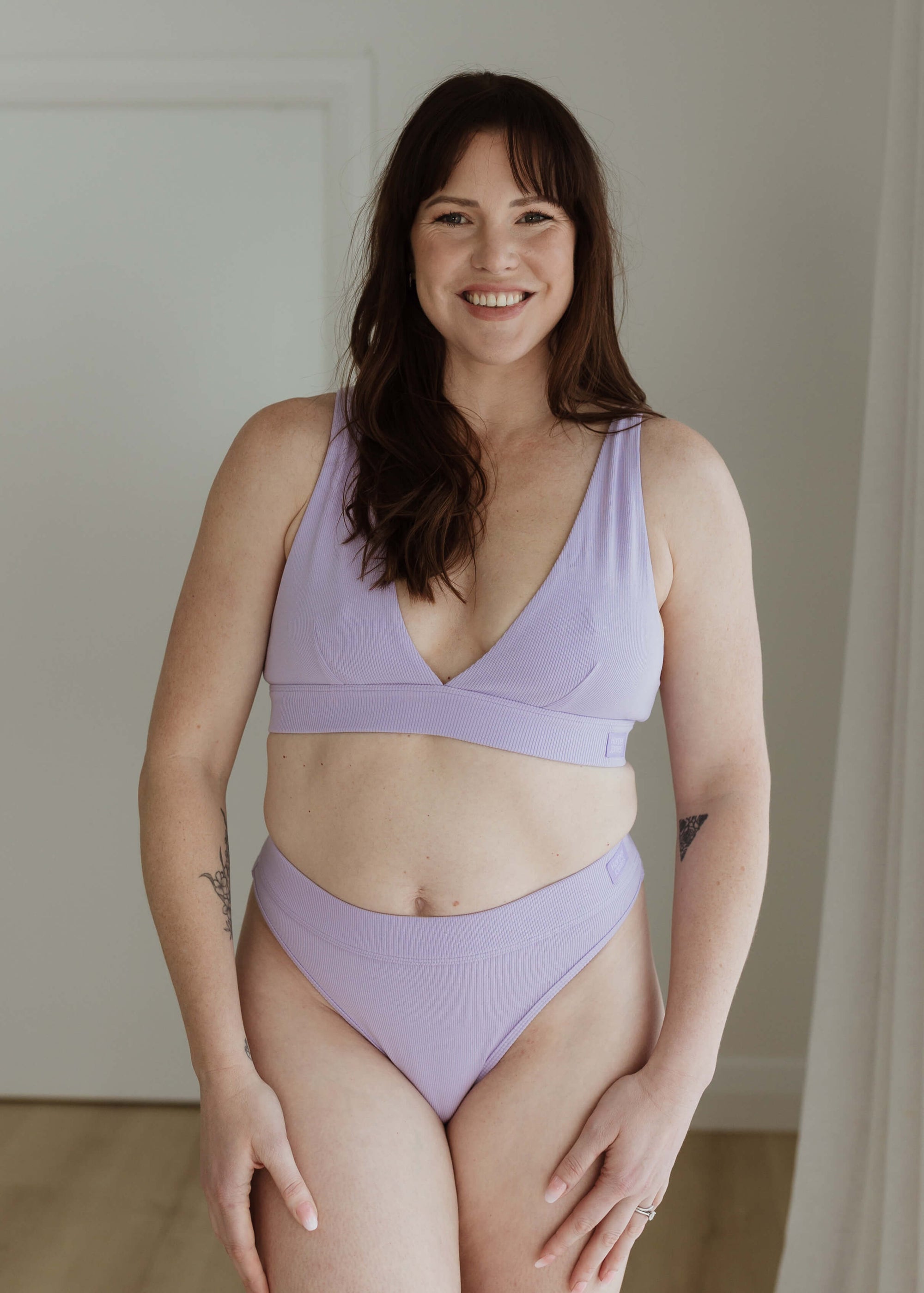 BEAUTIFUL LILAC PLUNGE BRA SET