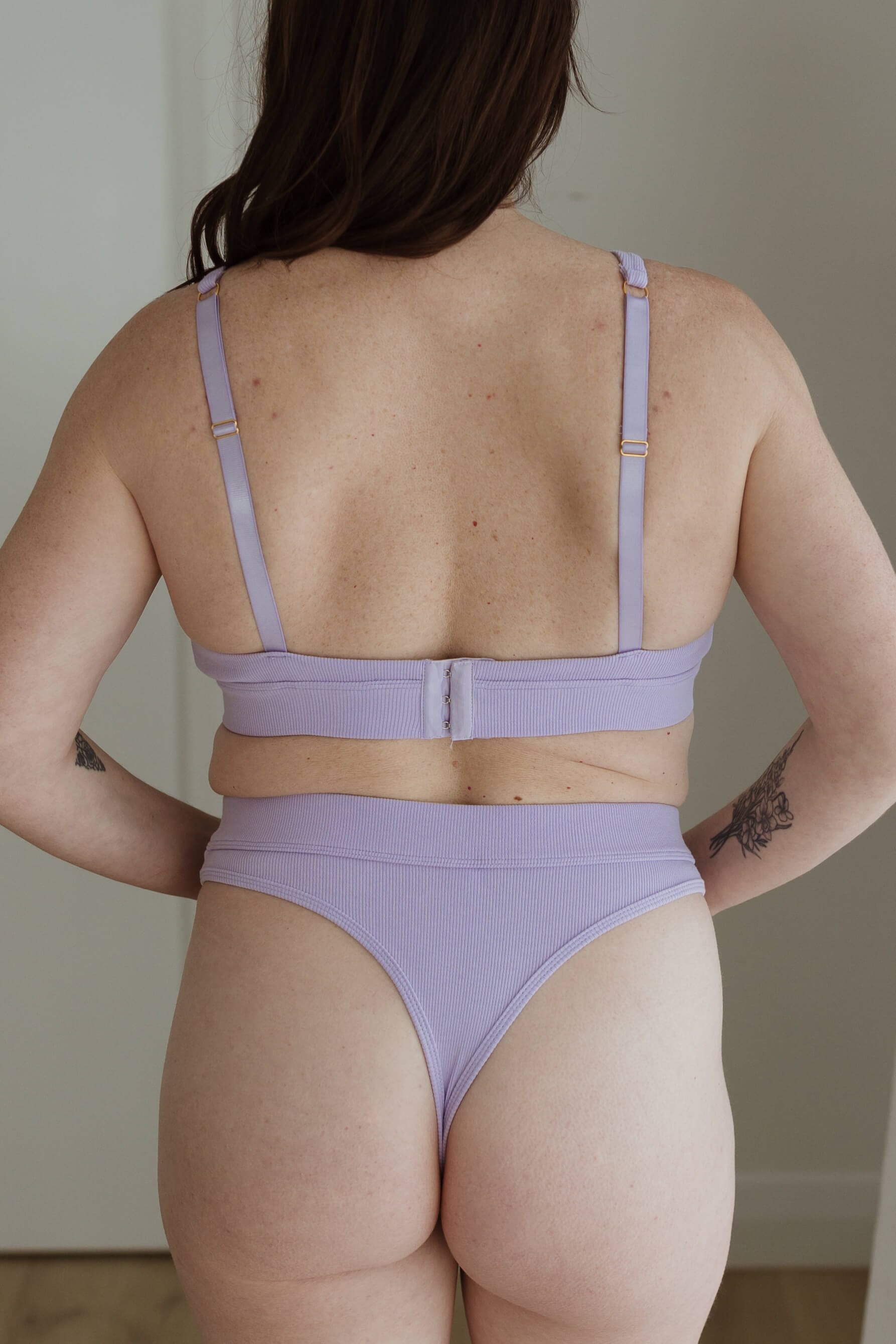LILAC THONG AND SCOOP NECK BRA COMBINATION SET