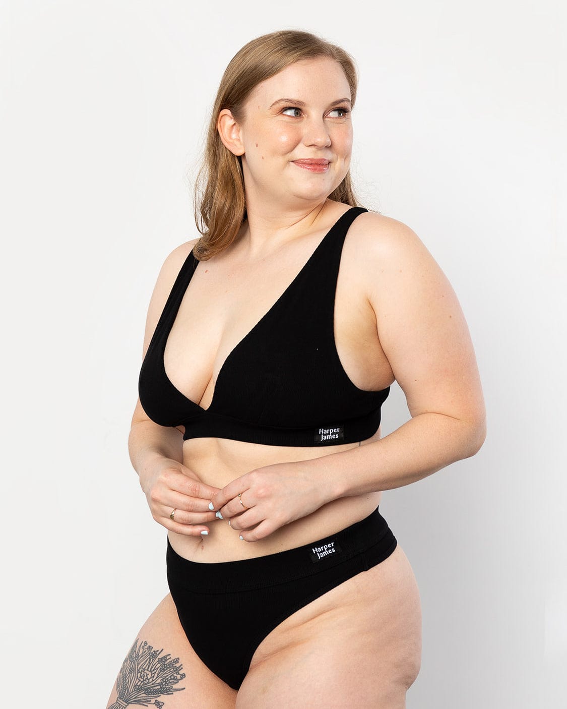 Check out our midnight black set out just for you Scoop neck bra and thing perfect match