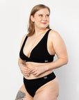 Check out our midnight black set out just for you Scoop neck bra and thing perfect match