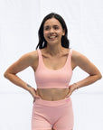 Comfy Scoop neck bra blush pink set matched with same colour boy shorts