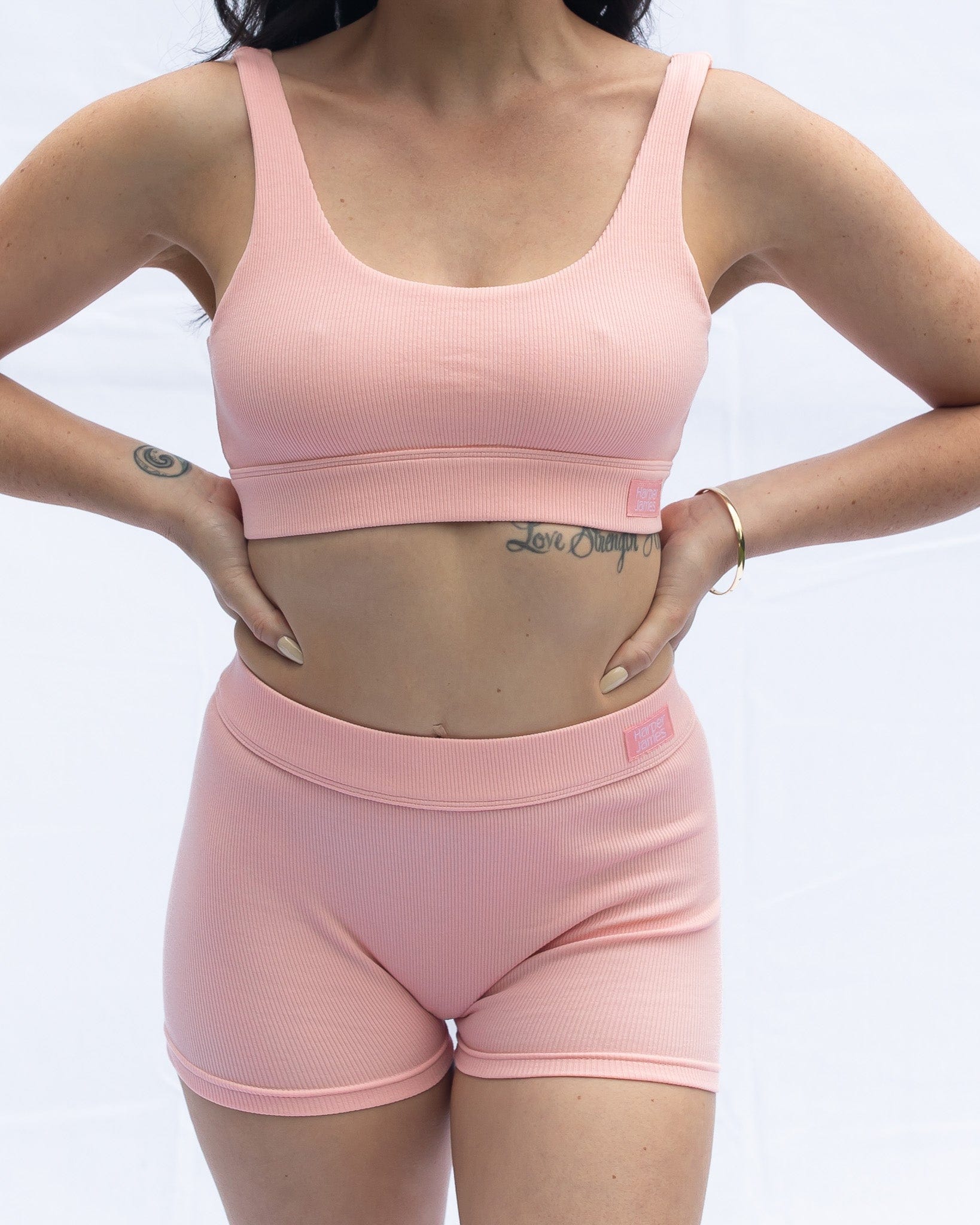 This bra combination of the Scoop bra in blush pink combined with comfy boy shorts
