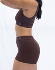 Gorgeous coffee Bra Set including boy shorts by Harper James