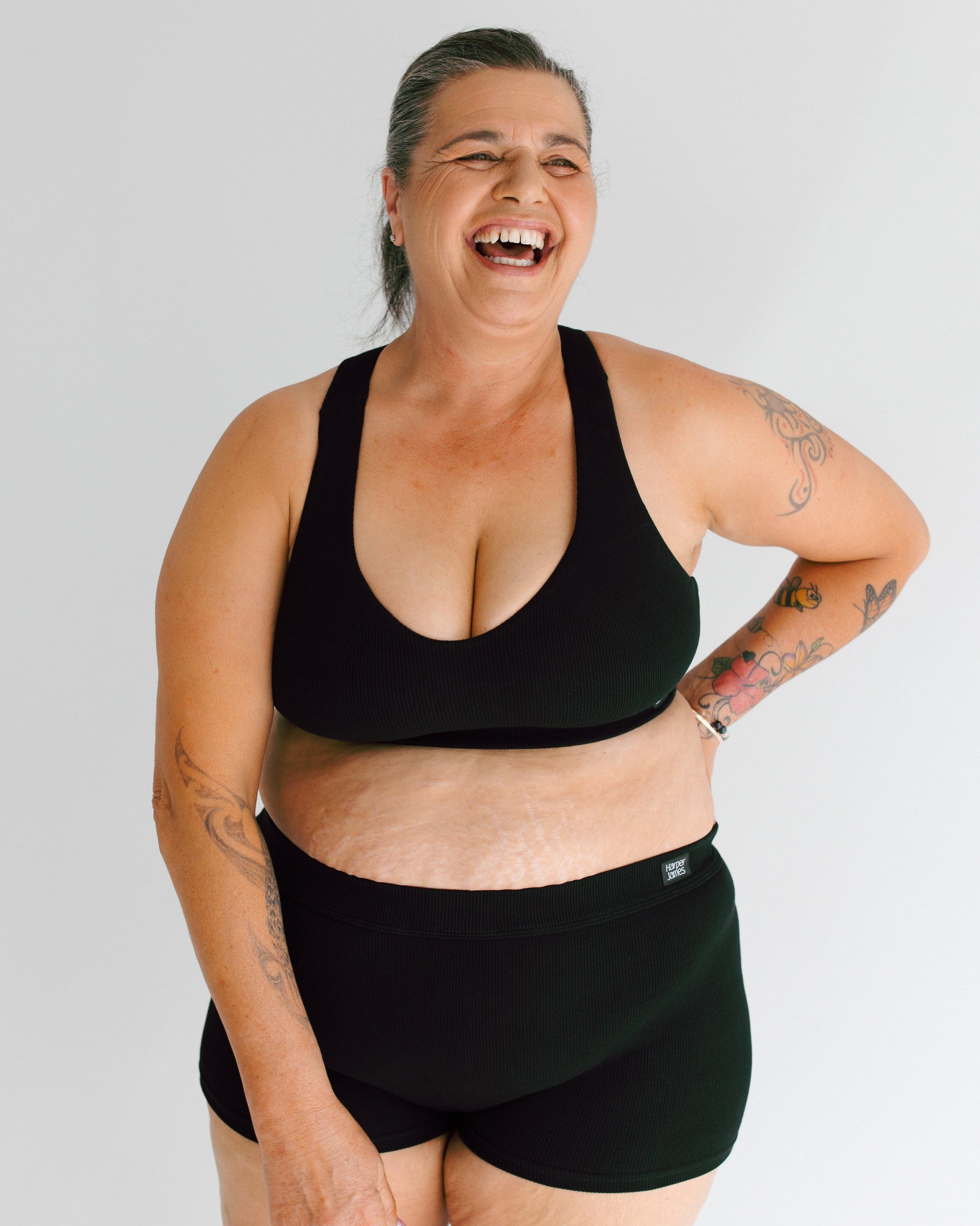 Lisa here for our older women showcases our Wire less everyday crop bra in coffee colour for the ultimate comfort fit