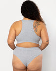 Back view everyday crop bra marle grey wireless set