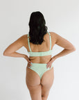 Ribbed Cotton Thong - Mint