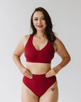 High Waisted Full Brief - Cherry