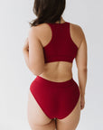High Waisted Full Brief - Cherry