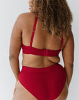 High Waisted Full Brief - Cherry