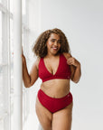 Plunge Bra - Cherry