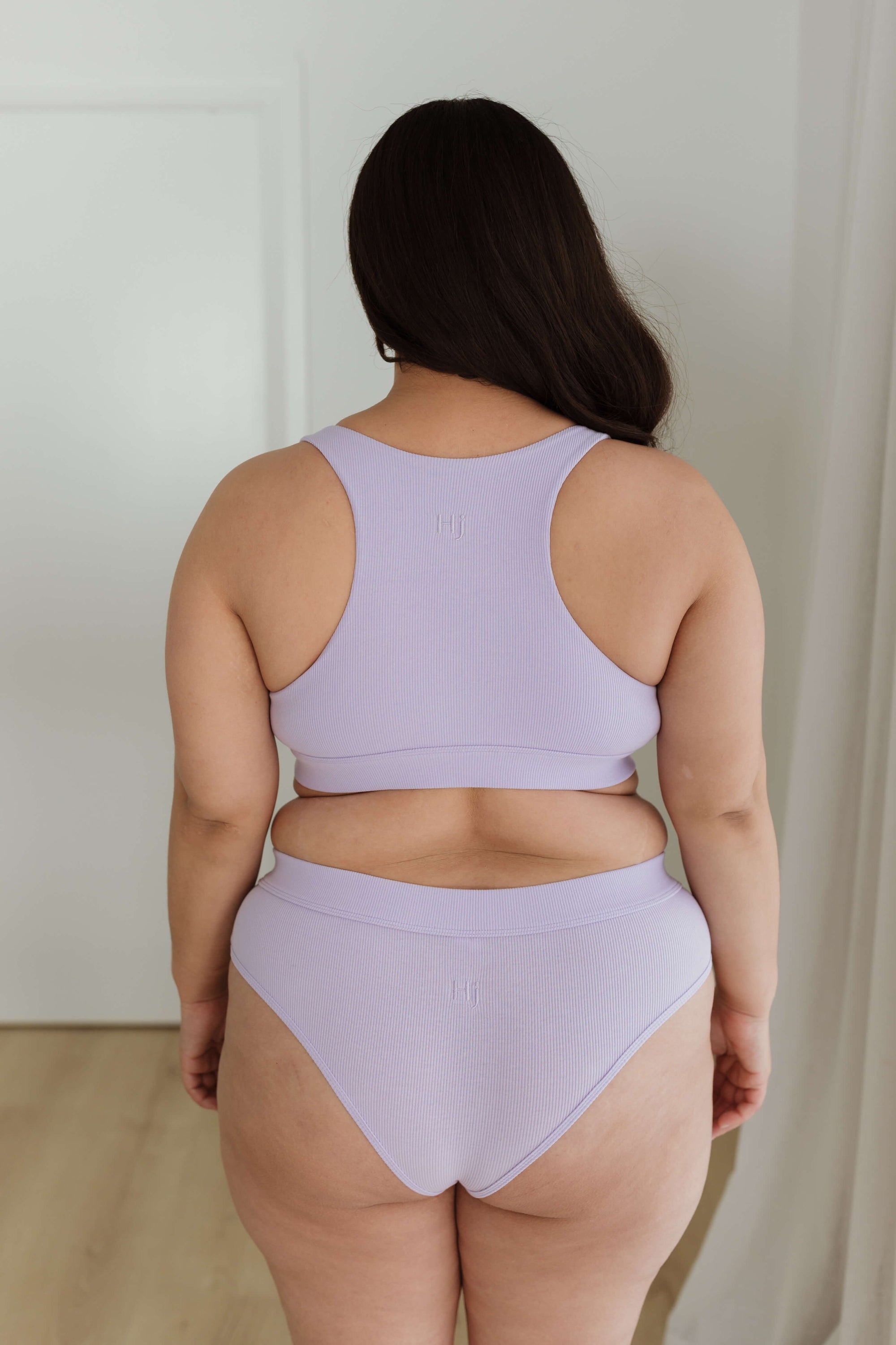 Back view lilac everyday crop bra for comfort
