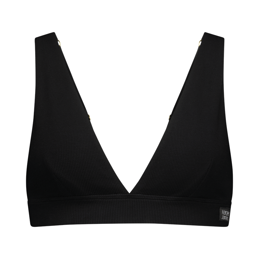 Ribbed Plunge Bra - Midnight