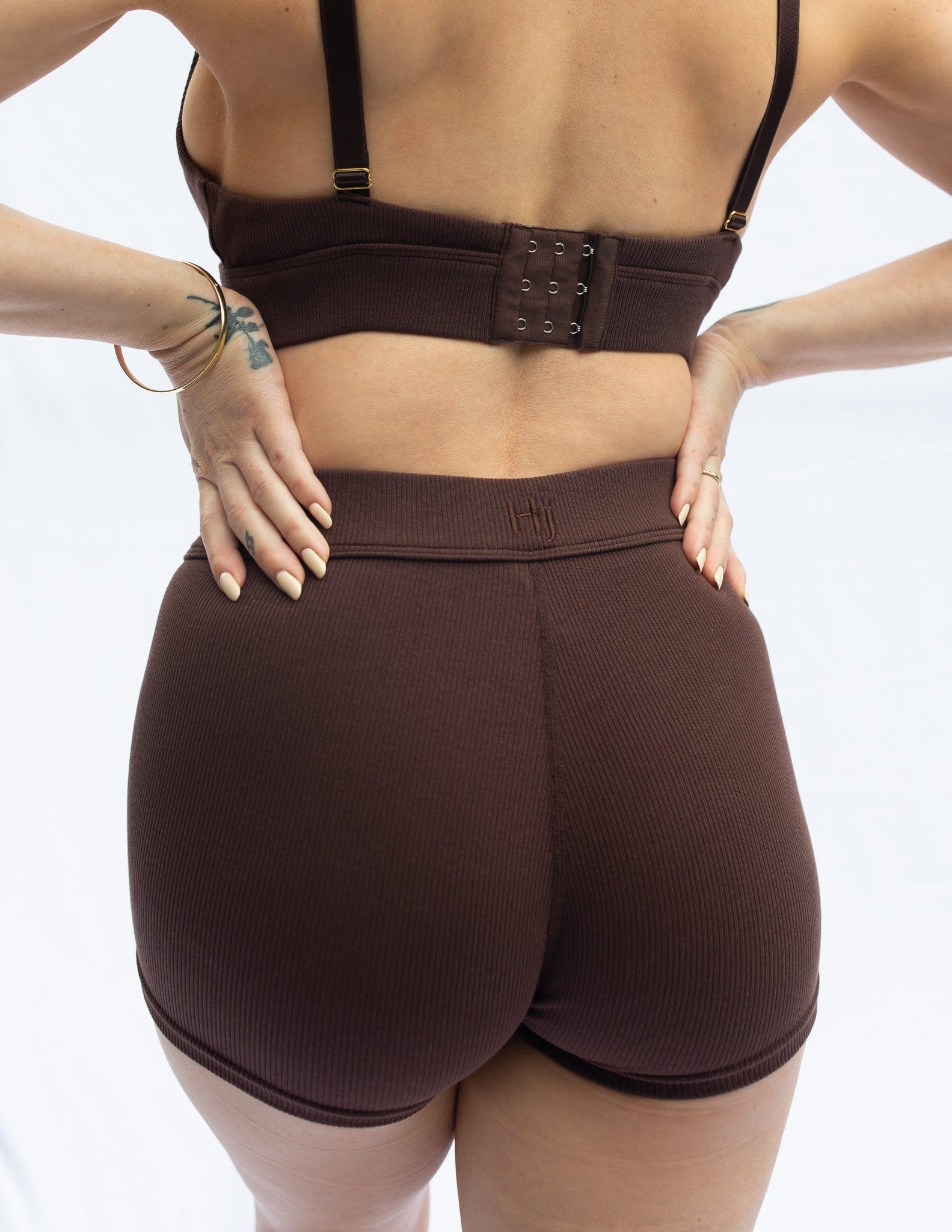 Here is the back view of Bra Set Coffee Plunge Bra and coffee Boy Shorts