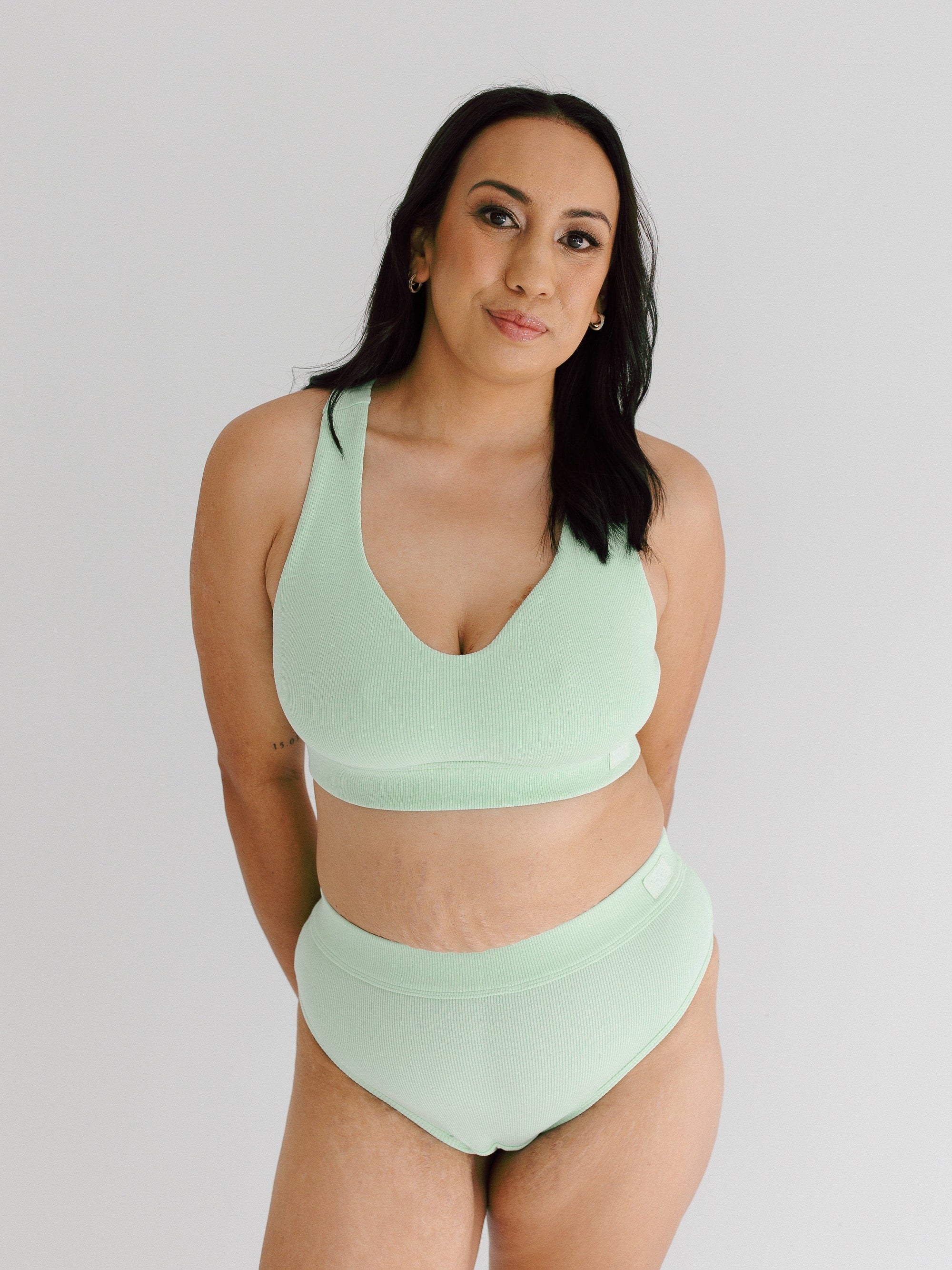 wireless bra set mint everyday crop bra + cheeky brief