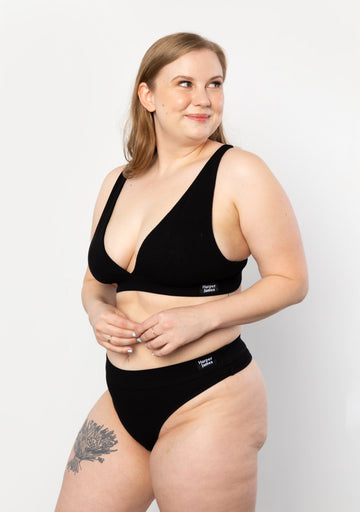 Ribbed Plunge Bra - Midnight